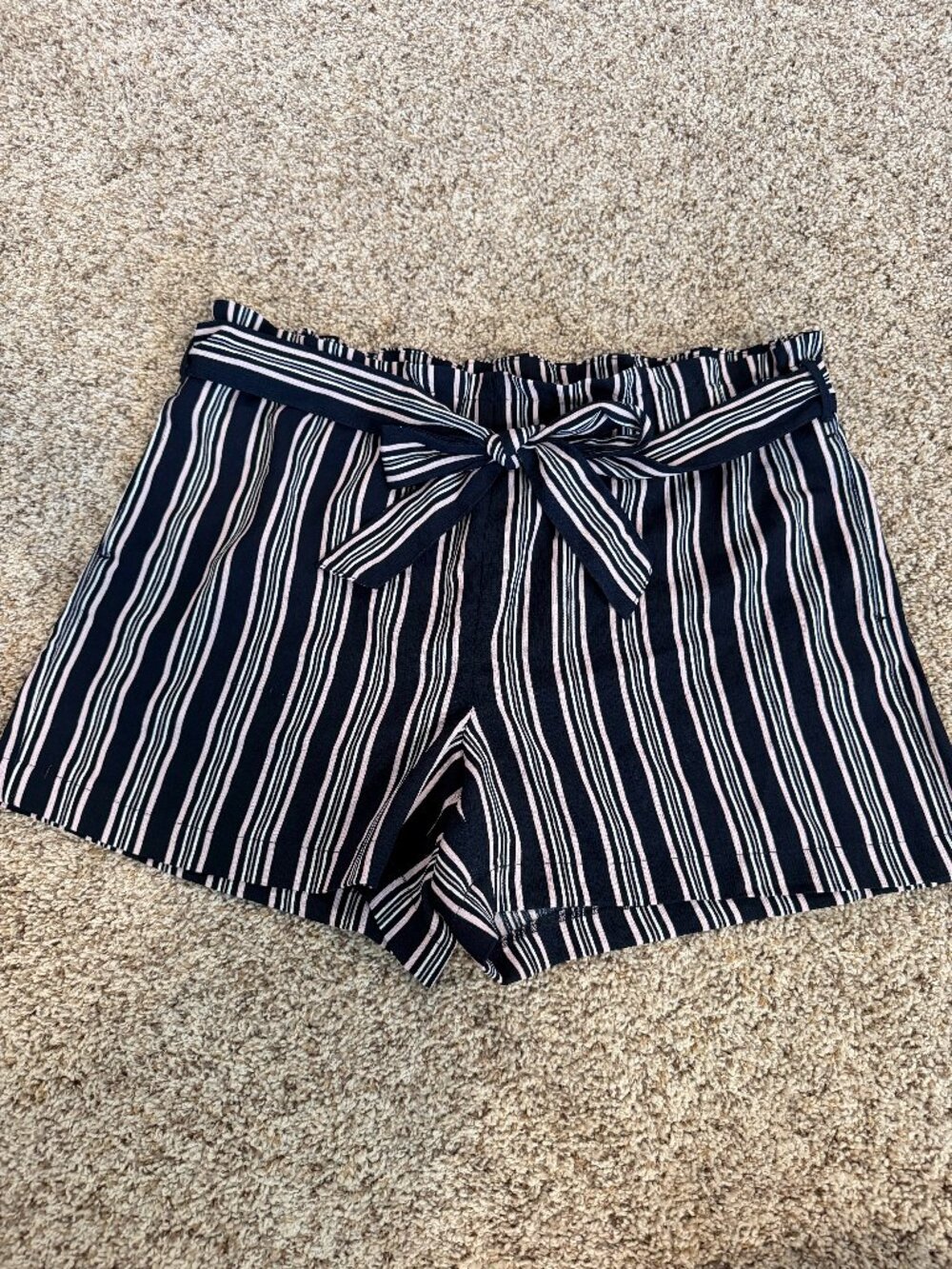 Navy Blue Shorts with purple and white stripes